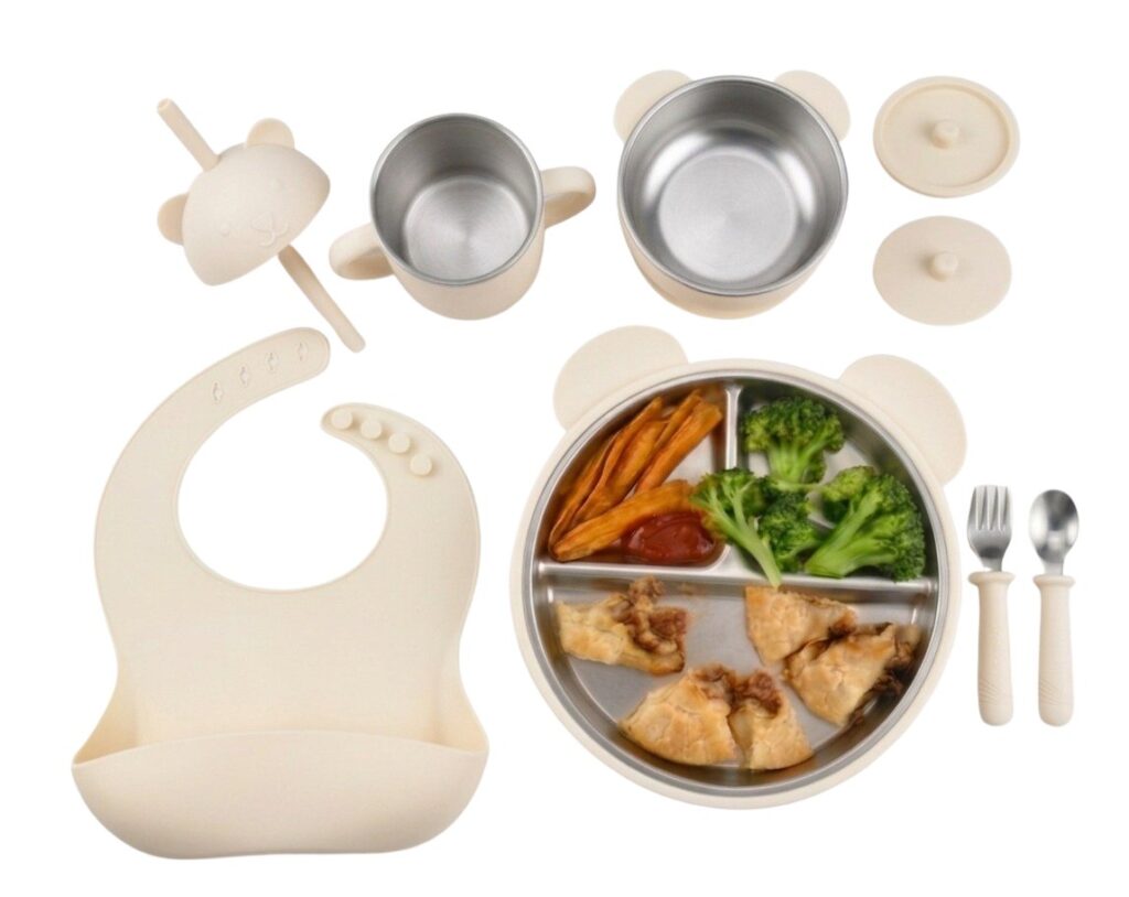 Oat stainless steel toddler feeding set with food